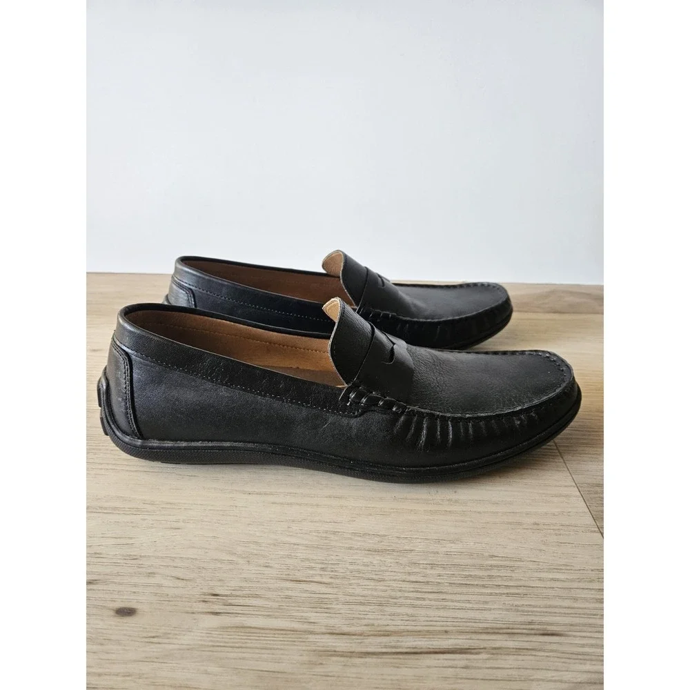 Johnston & Murphy Nichols Black Leather Penny Loafers Driving Shoe Men's Size 11